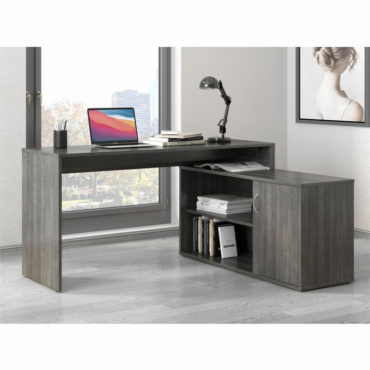Image of LYS DK103RRWC L-Shape Workstation with Cabinet