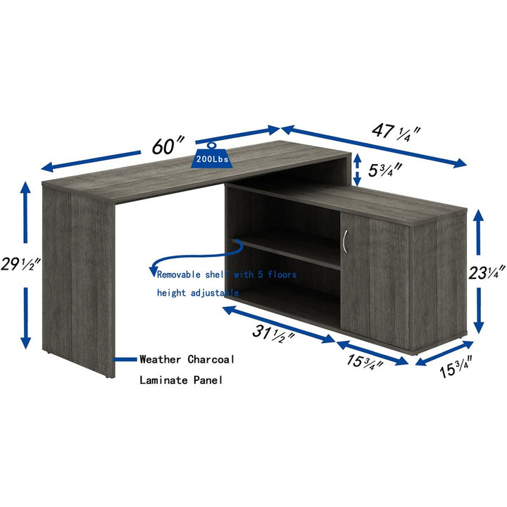 Image of LYS DK103RRWC L-Shape Workstation with Cabinet