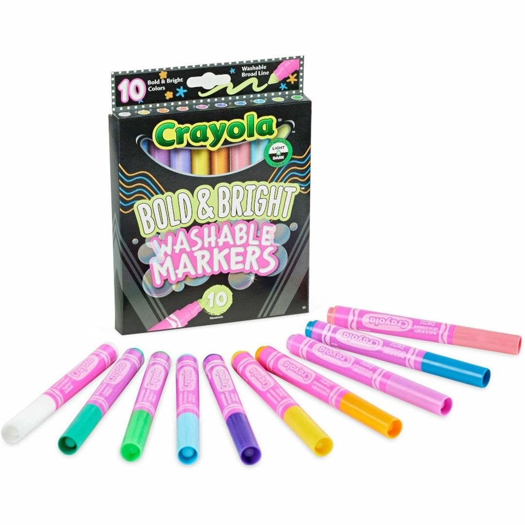 Image of Crayola® Bold and Bright Washable Markers, Broad Bullet Tip, Assorted Colors, 10/Box