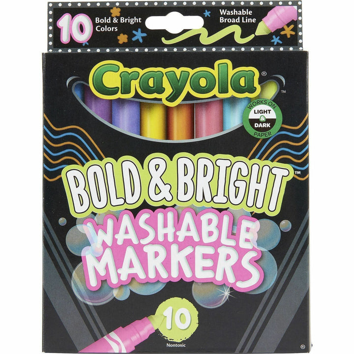 Image of Crayola 587735 Bright/Bold Broad Line Markers, Washable, Assorted Ink, Water Based, Assorted Barrel, 10 / Pack