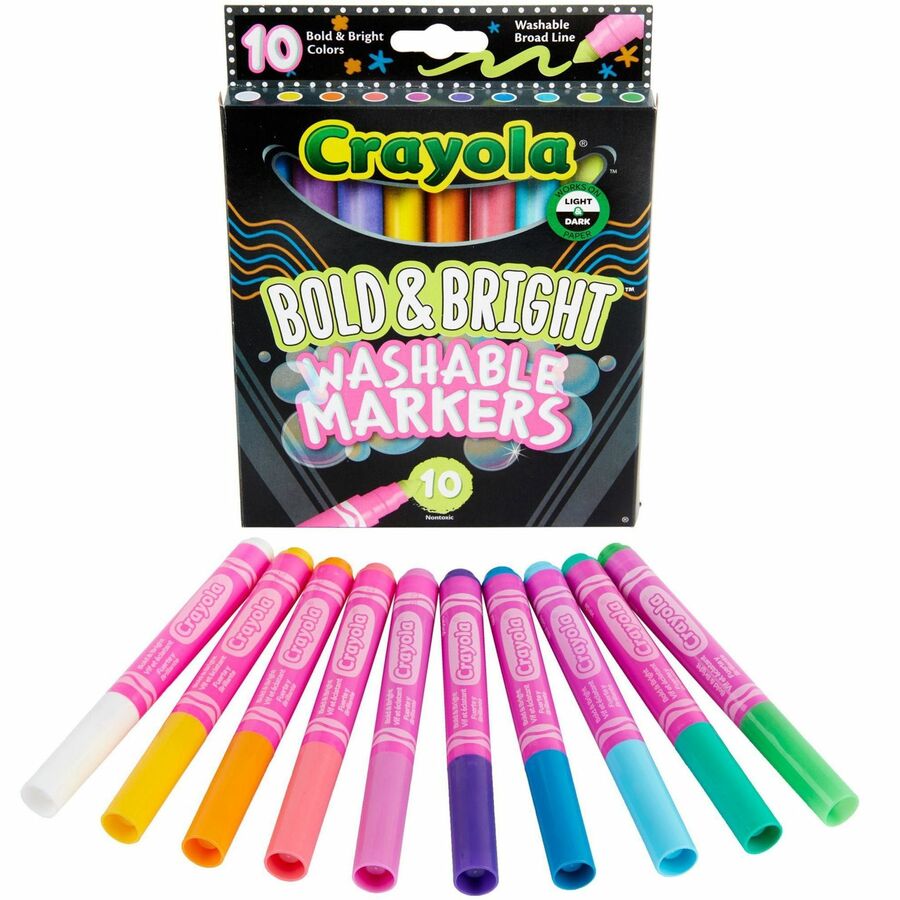 Image of Crayola 587735 Bright/Bold Broad Line Markers, Washable, Assorted Ink, Water Based, Assorted Barrel, 10 / Pack