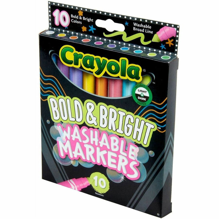 Image of Crayola 587735 Bright/Bold Broad Line Markers, Washable, Assorted Ink, Water Based, Assorted Barrel, 10 / Pack