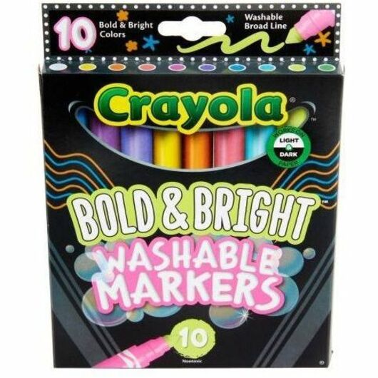 Image of Crayola 587735 Bright/Bold Broad Line Markers, Washable, Assorted Ink, Water Based, Assorted Barrel, 10 / Pack