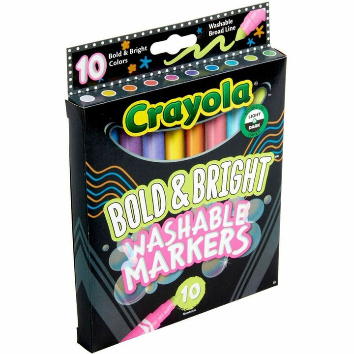 Image of Crayola 587735 Bright/Bold Broad Line Markers, Washable, Assorted Ink, Water Based, Assorted Barrel, 10 / Pack