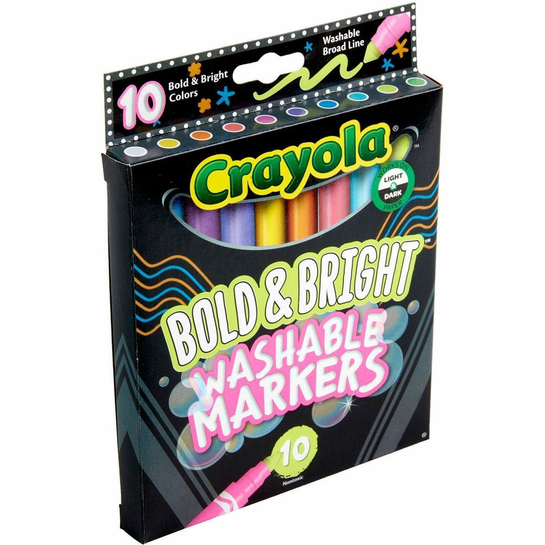 Image of Crayola 587735 Bright/Bold Broad Line Markers, Washable, Assorted Ink, Water Based, Assorted Barrel, 10 / Pack