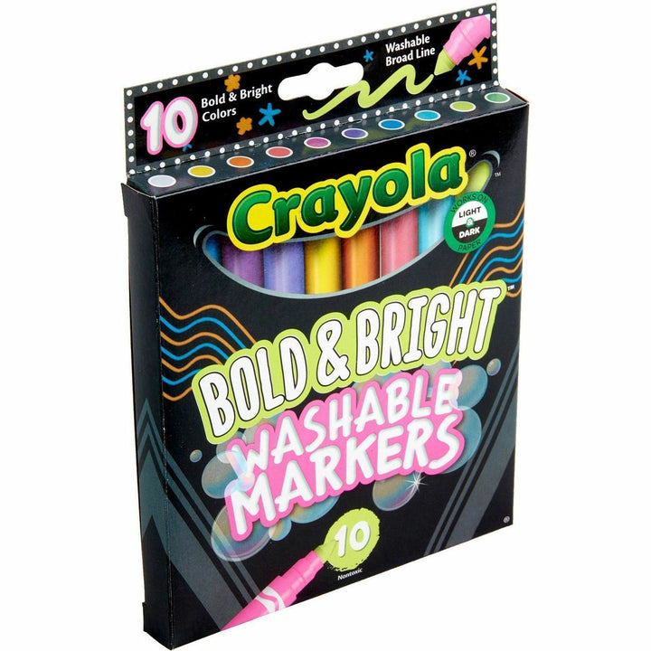 Image of Crayola 587735 Bright/Bold Broad Line Markers, Washable, Assorted Ink, Water Based, Assorted Barrel, 10 / Pack