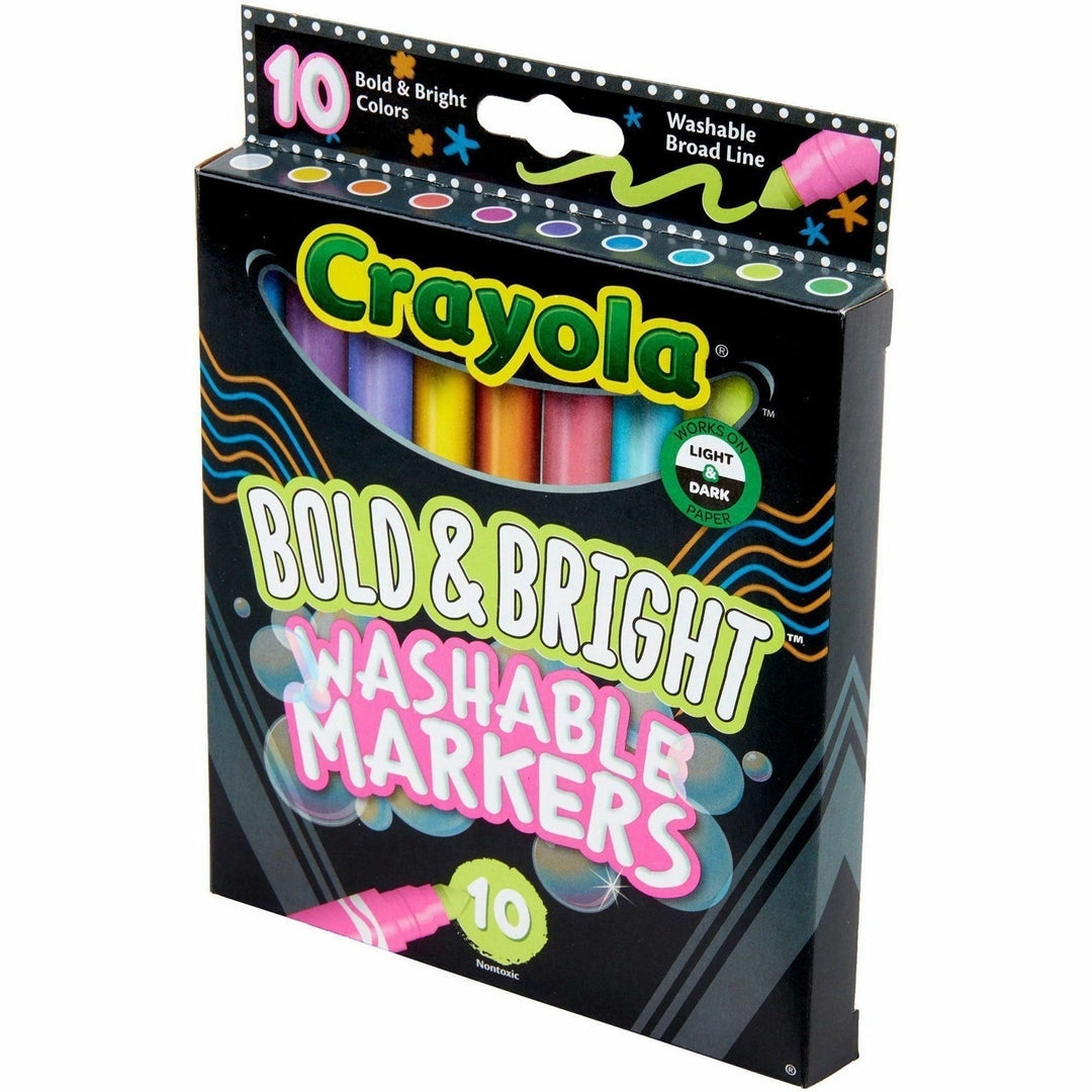 Image of Crayola 587735 Bright/Bold Broad Line Markers, Washable, Assorted Ink, Water Based, Assorted Barrel, 10 / Pack