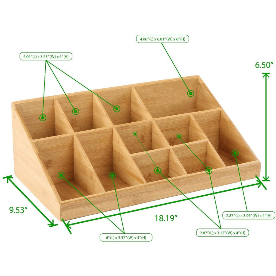Image of EMS Mind Reader LLC Condiment Organizer,11Compartment,Bamboo,9.5"x18.19"x6.5",BN