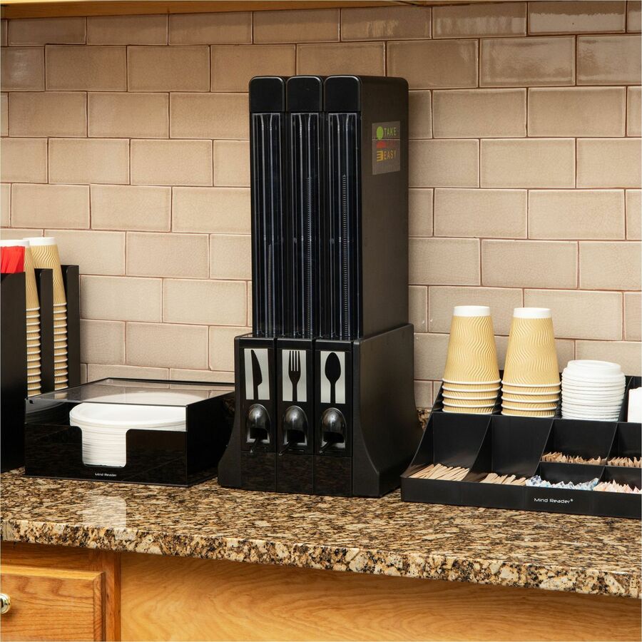 Image of EMS Mind Reader LLC Utensil Dispenser,f/Plasticware,Acrylic,11.5"x10.25"x24",BK