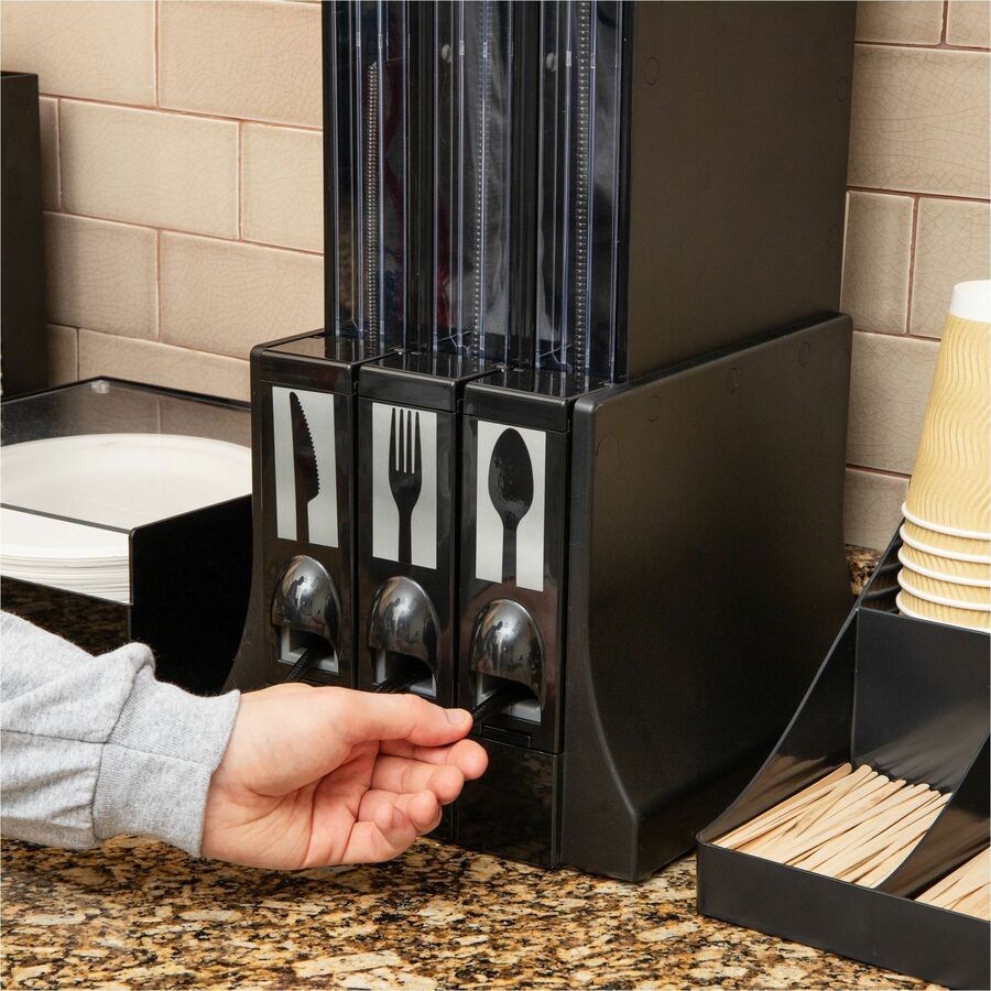 Image of EMS Mind Reader LLC Utensil Dispenser,f/Plasticware,Acrylic,11.5"x10.25"x24",BK