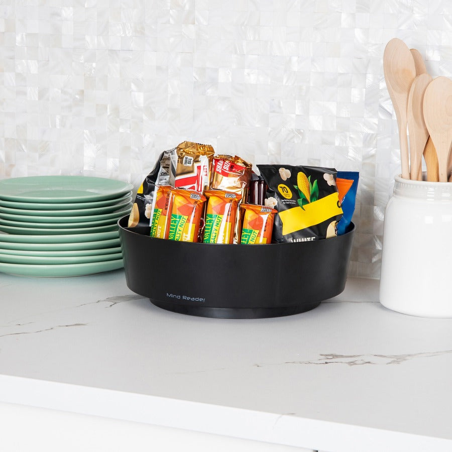 Image of Mind Reader LAZSNACK 4-Compartment Snack Carousel Organizer, 4 Compartment(s), Rotate, Lightweight, Black, 1 Each
