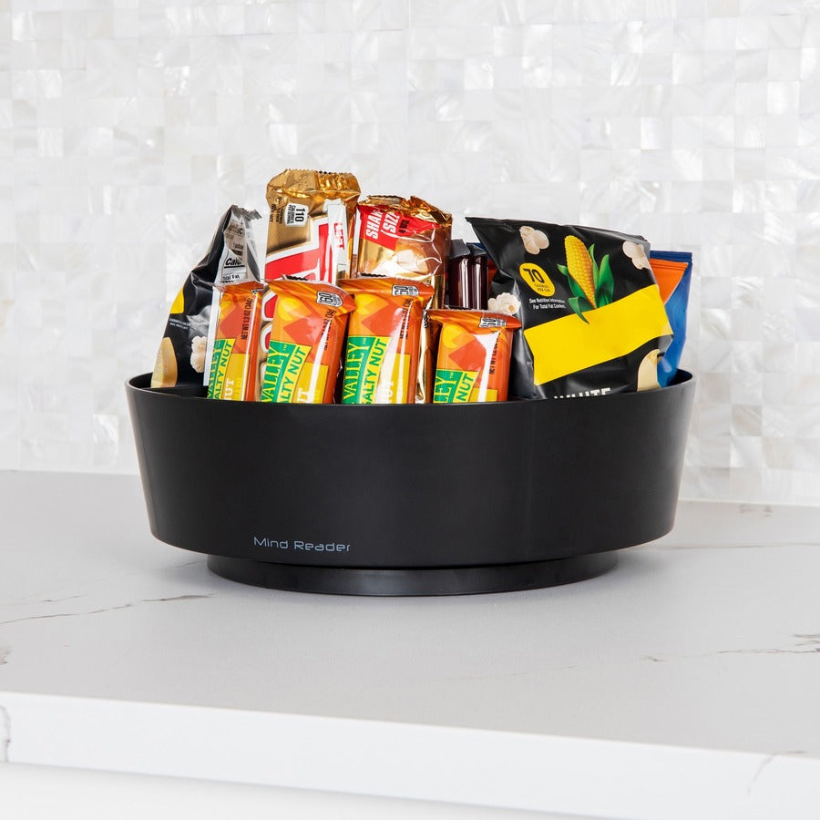 Image of Mind Reader LAZSNACK 4-Compartment Snack Carousel Organizer, 4 Compartment(s), Rotate, Lightweight, Black, 1 Each