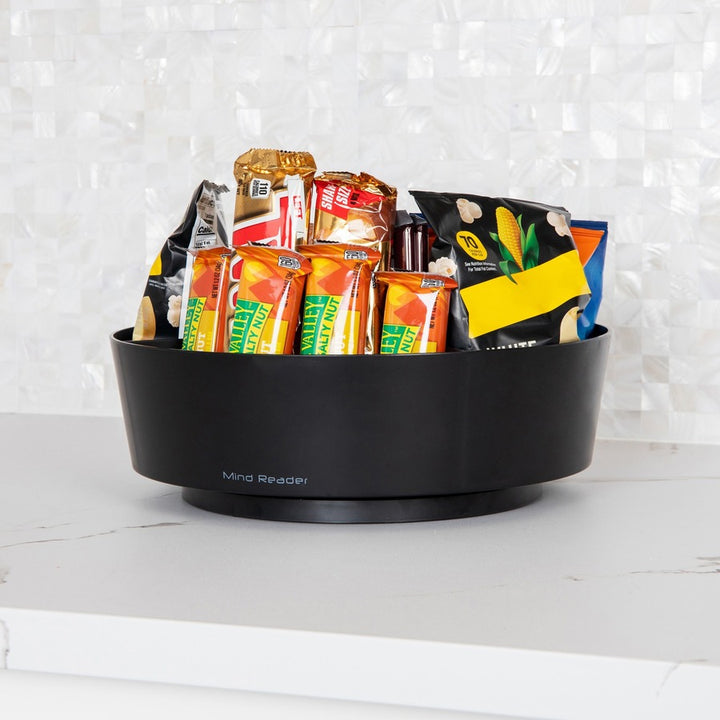 Image of Mind Reader LAZSNACK 4-Compartment Snack Carousel Organizer, 4 Compartment(s), Rotate, Lightweight, Black, 1 Each