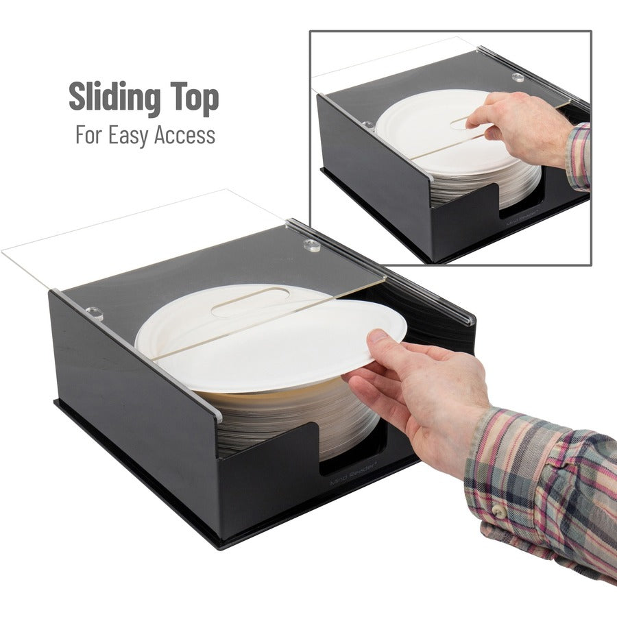 Image of EMS Mind Reader LLC Plate Dispenser,w/Lid,Plastic,27.9"x27.9"x12.7",BK
