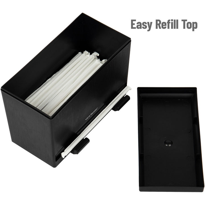 Image of EMS Mind Reader LLC Straw Dispenser,250 Cap,Top-Loading,9.25"x4.5"x7.5",BK