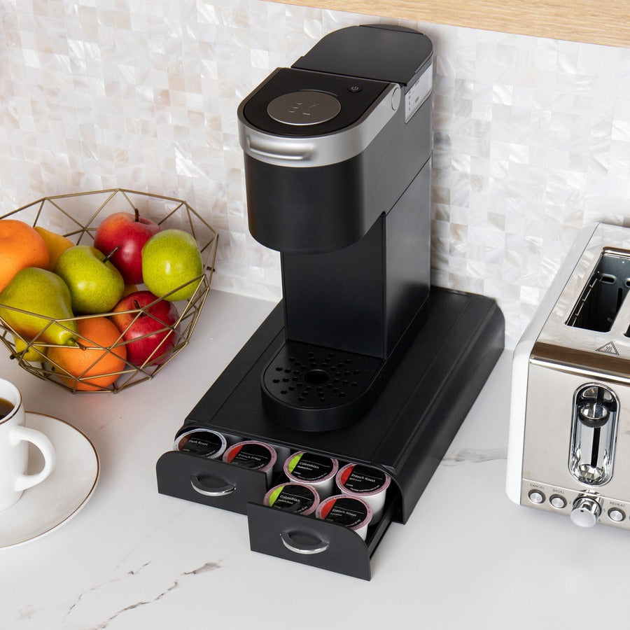 Image of EMS Mind Reader LLC Coffee Pod Organizer,2 Drawer,Plastic,9.5"x12.25"x2.5",BK