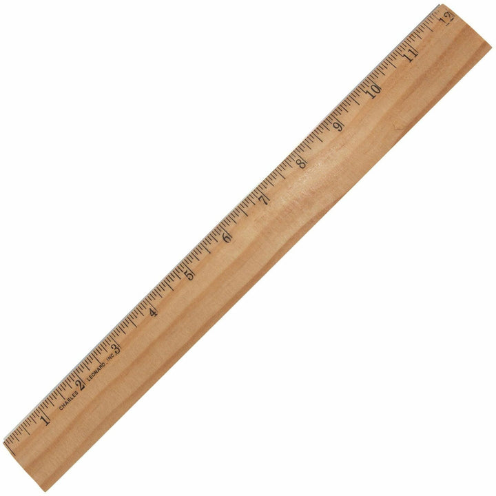 Image of Charles Leonard® Ruler,16th Increments,Wood,Metal Bevel,12"L,BN