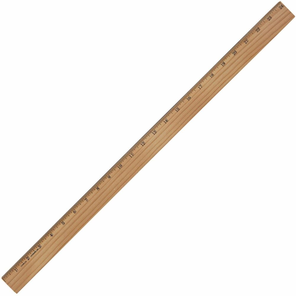 Image of Charles Leonard® Ruler,16th Increments,Wood,Metal Bevel,24"L,BN