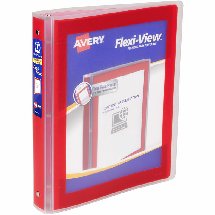 Image of Avery® Flexi-View Binder with Round Rings, 3 Rings, 1" Capacity, 11 x 8.5, Red