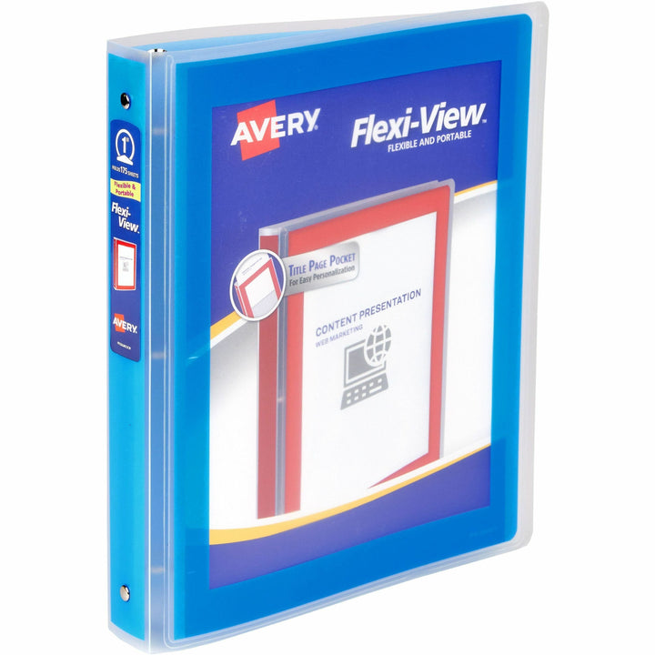 Image of Avery® Flexi-View Binder with Round Rings, 3 Rings, 1" Capacity, 11 x 8.5, Blue