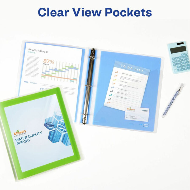 Image of Avery® Flexi-View Binder with Round Rings, 3 Rings, 1" Capacity, 11 x 8.5, Blue