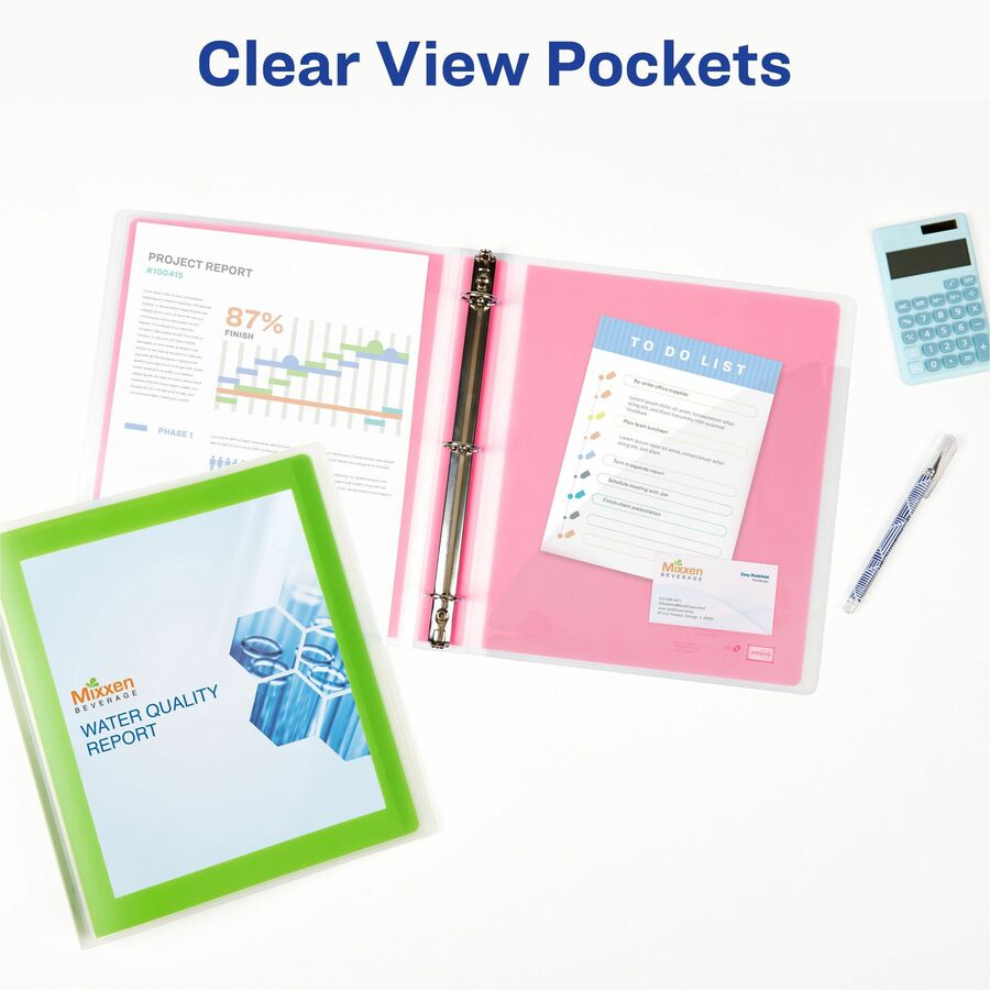 Image of Avery® Flexi-View Binder with Round Rings, 3 Rings, 1" Capacity, 11 x 8.5, Green