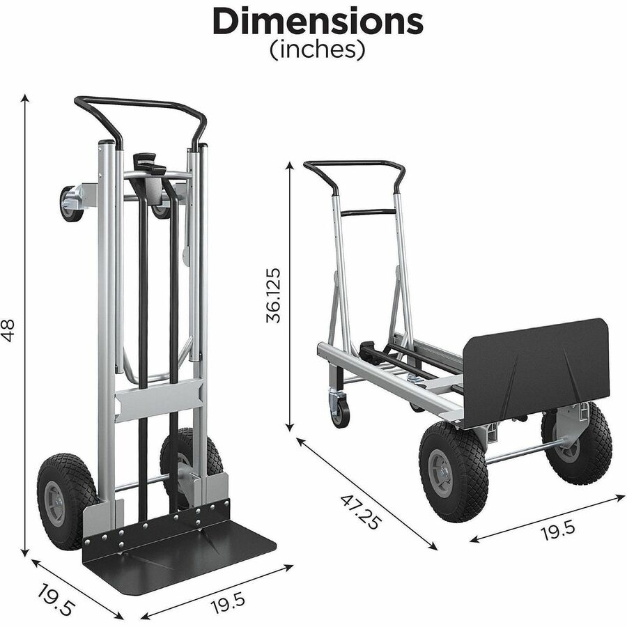 Image of Cosco Home And Office Products Hand Truck,Hybrid,4 Wheels,LoopHandle,19.5"x19.5"x48",BK