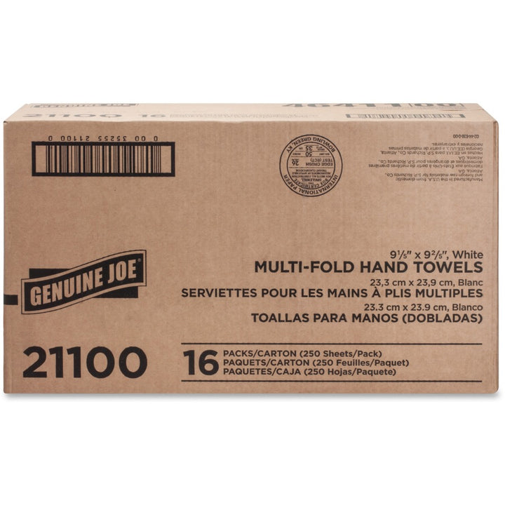 Image of Genuine Joe Multifold Towels,Z-Fold,9-1/5"x9-2/3",250/PK,1280/PL,WE