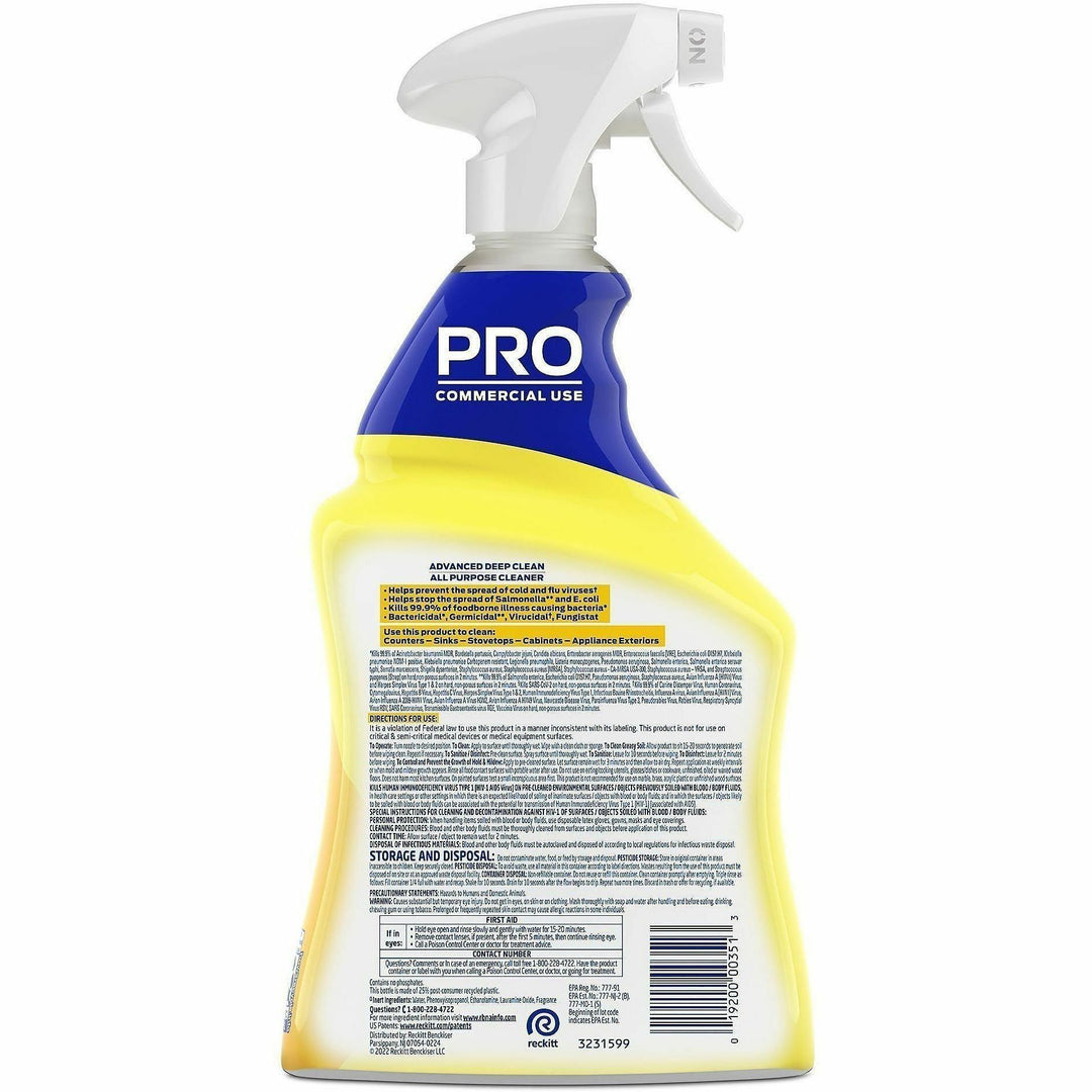 Image of Lysol 00351CT Advanced Deep Cleaner, 32 fl oz (1 quart), Lemon Breeze Scent, Disinfectant, Clear, 12 / Carton