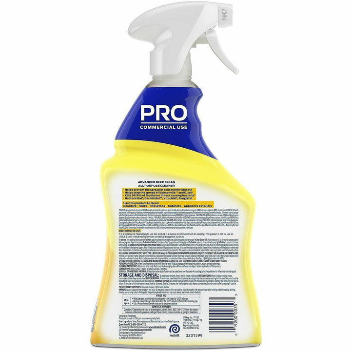Image of Lysol 00351CT Advanced Deep Cleaner, 32 fl oz (1 quart), Lemon Breeze Scent, Disinfectant, Clear, 12 / Carton