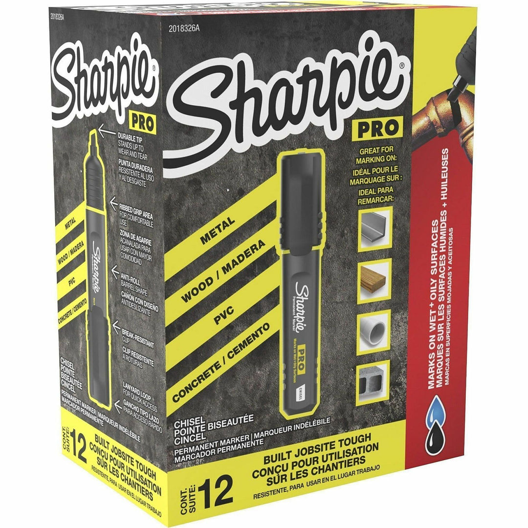 Image of Sharpie 2018326A PRO Chisel Tip Permanent Markers, Black Ink, 12 / Dozen