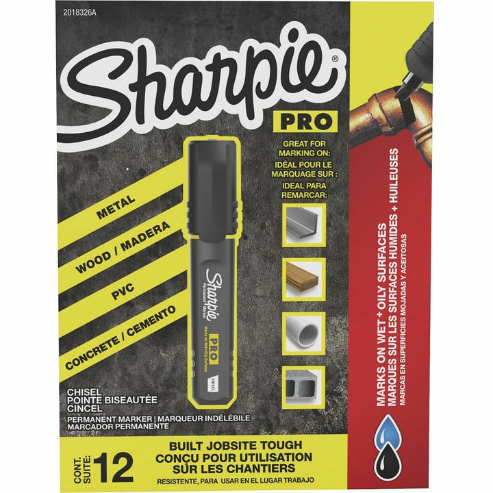 Image of Sharpie 2018326A PRO Chisel Tip Permanent Markers, Black Ink, 12 / Dozen