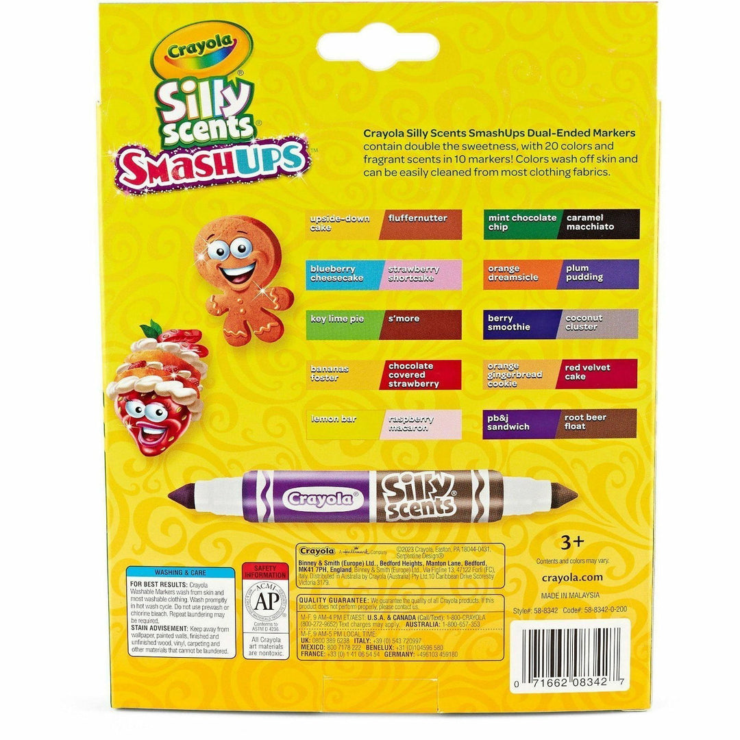 Image of Crayola® Silly Scents Smash Up Dual Ended Markers, Broad Tip, Assorted, 10/Pack