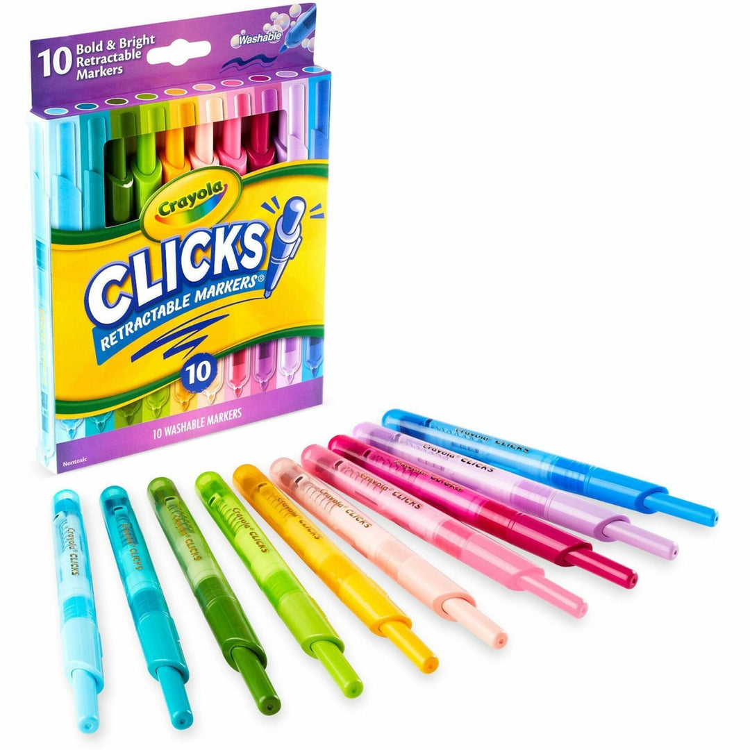 Image of Crayola® Markers,Retractable,Washable,10 Bright Colors,10/PK,AST