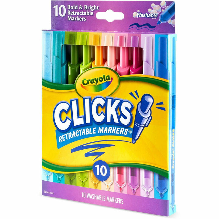 Image of Crayola® Markers,Retractable,Washable,10 Bright Colors,10/PK,AST