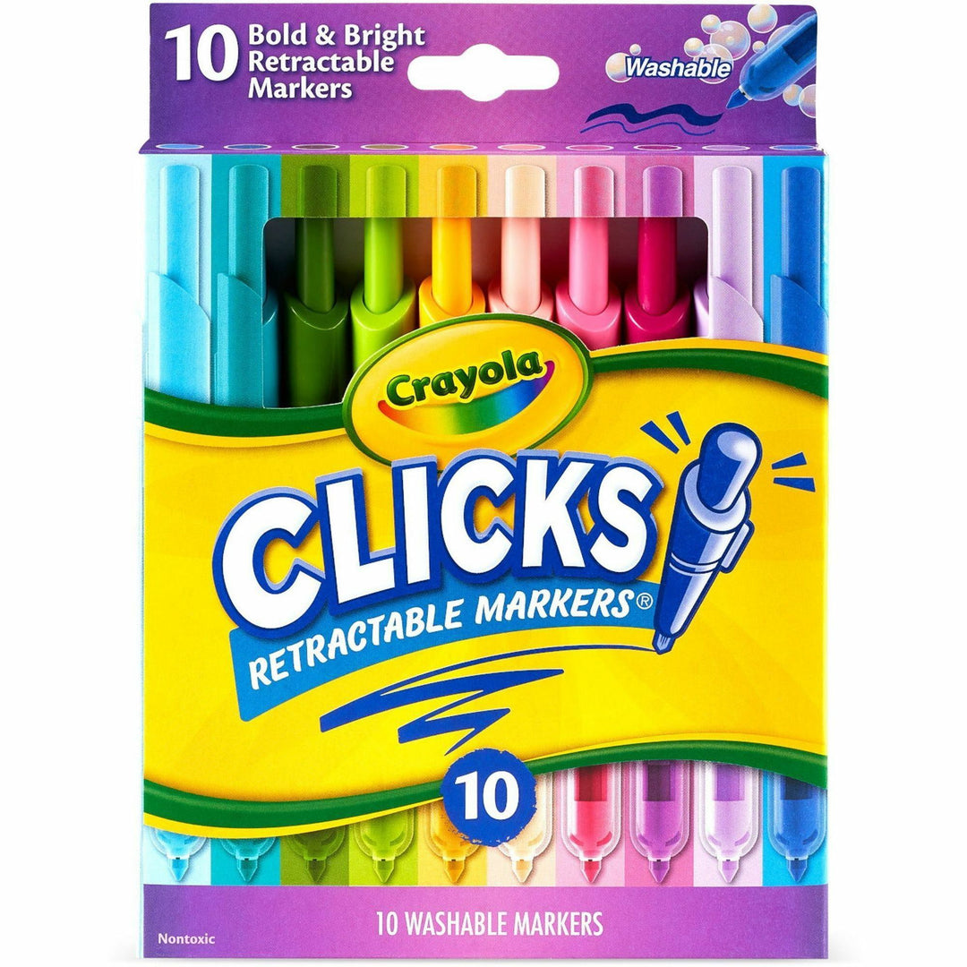 Image of Crayola® Markers,Retractable,Washable,10 Bright Colors,10/PK,AST