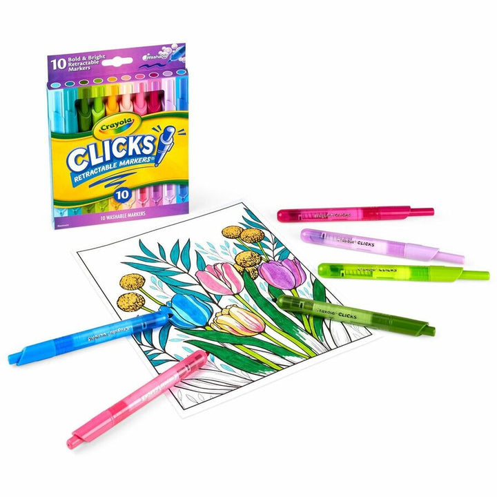 Image of Crayola® Markers,Retractable,Washable,10 Bright Colors,10/PK,AST