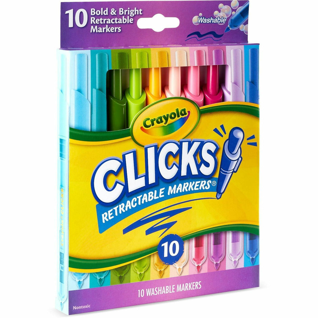 Image of Crayola® Markers,Retractable,Washable,10 Bright Colors,10/PK,AST