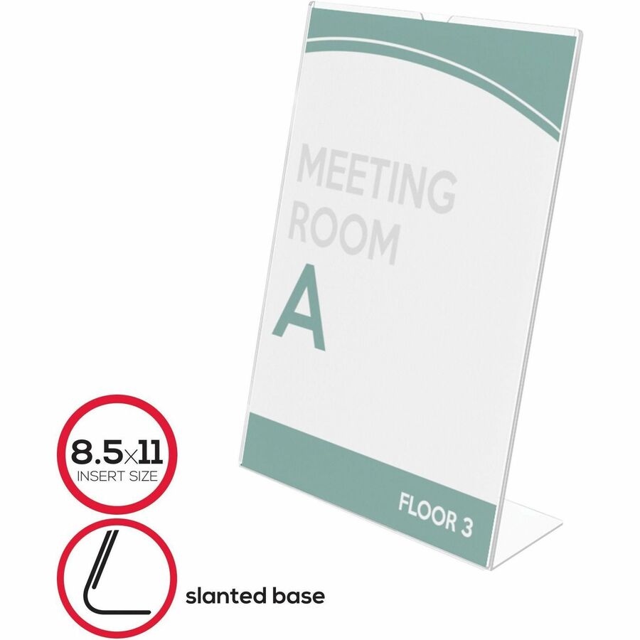 Image of deflecto® Sign Holder, Slanted, Top Load, 8-1/2"x11", 12/CT, Clear