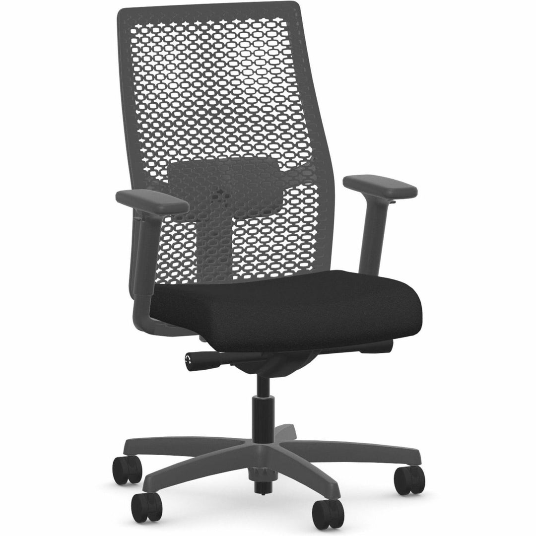 Image of HON® Ignition 2.0 Reactiv Mid-Back Task Chair, 17.25" to 21.75" Seat Height, Black Fabric Seat, Black Back