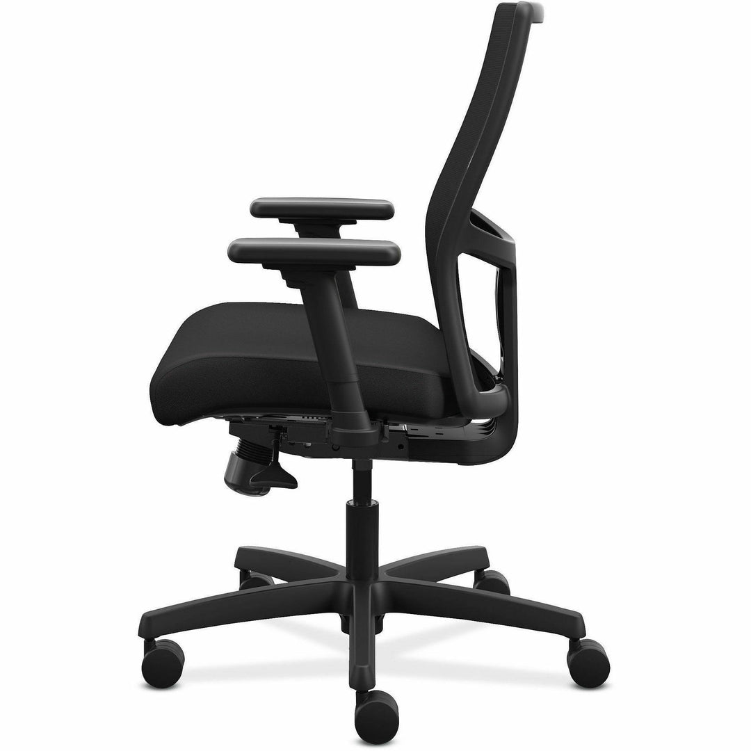 Image of HON® Ignition 2.0 4-Way Stretch Low-Back Mesh Task Chair, Supports Up to 300 lb, 16.75" to 21.25" Seat Height, Black