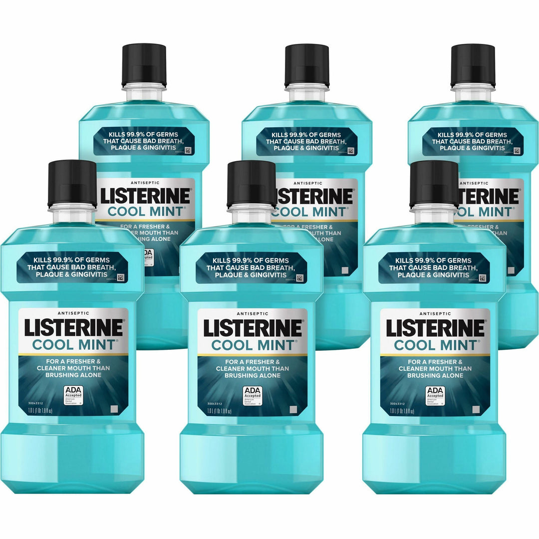 Image of Johnson & Johnson® Mouthwash,Anticavity,Cool Mint,1 Liter, 6/CT,Aqua