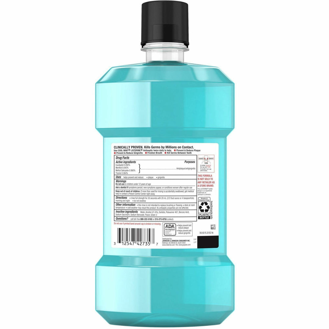 Image of Johnson & Johnson® Mouthwash,Anticavity,Cool Mint,1 Liter, 6/CT,Aqua