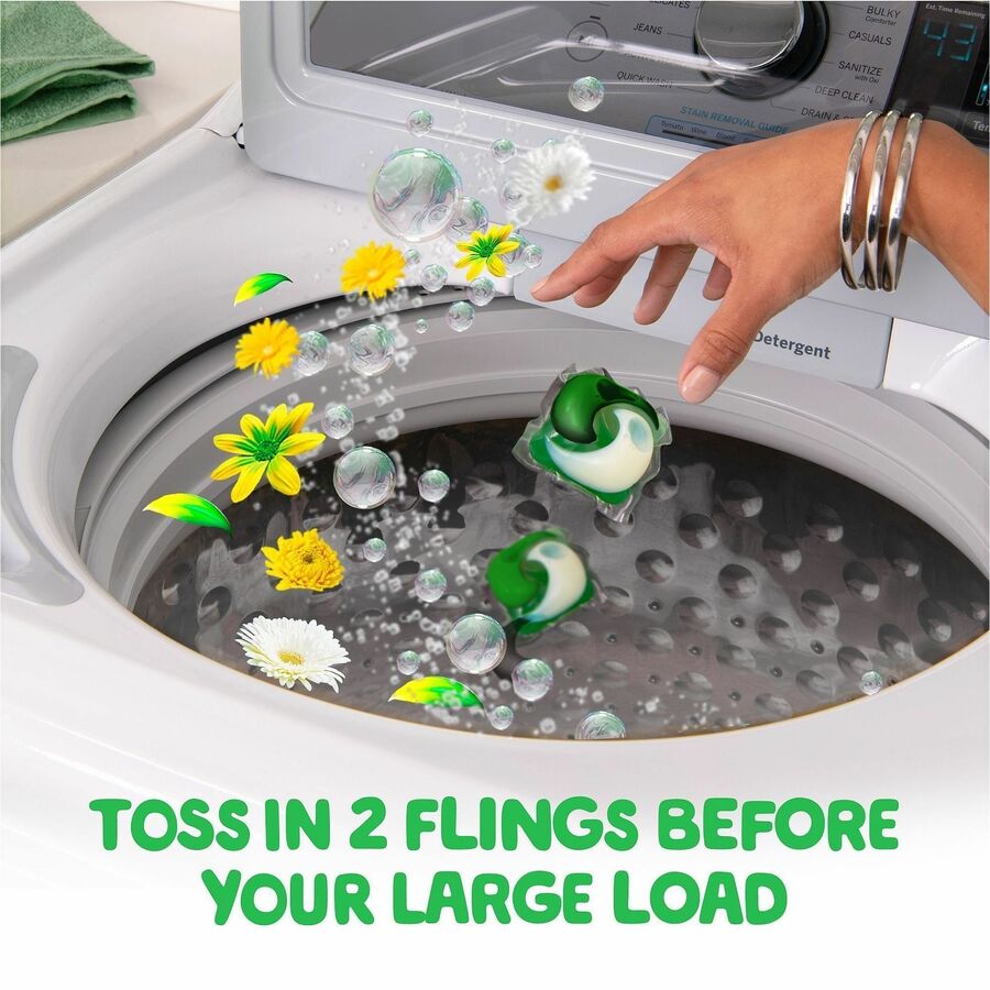Image of Gain 9207 Flings Detergent Pacs, Liquid, Gain, Original Scent, Green, 76 / Pack