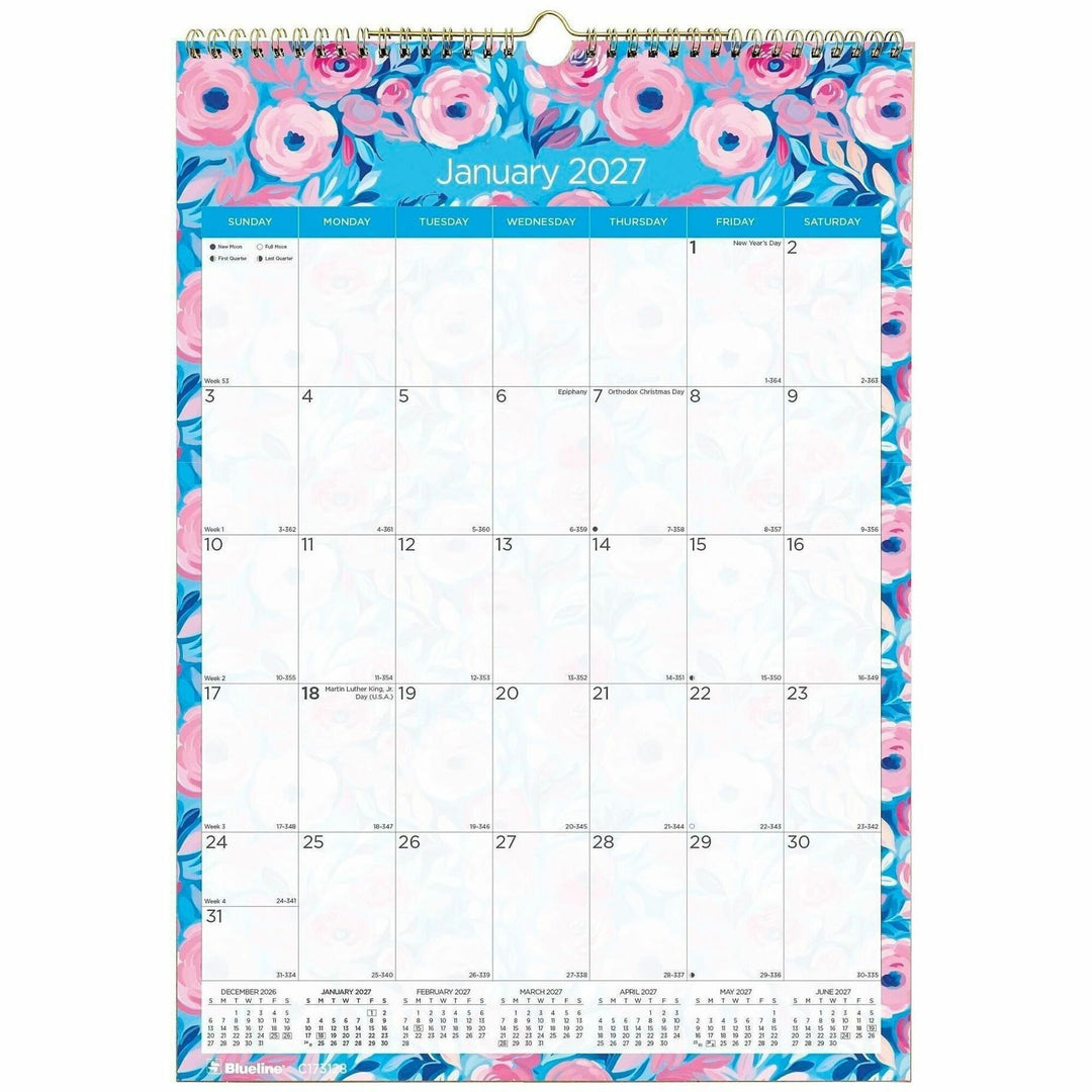 Image of Blueline C173128 Abstract Floral Monthly Wall Calendar