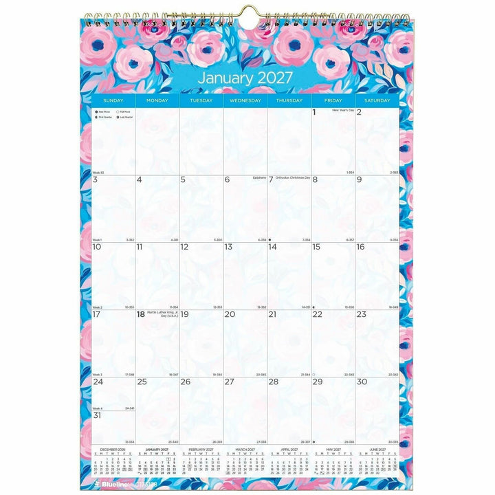 Image of Blueline C173128 Abstract Floral Monthly Wall Calendar