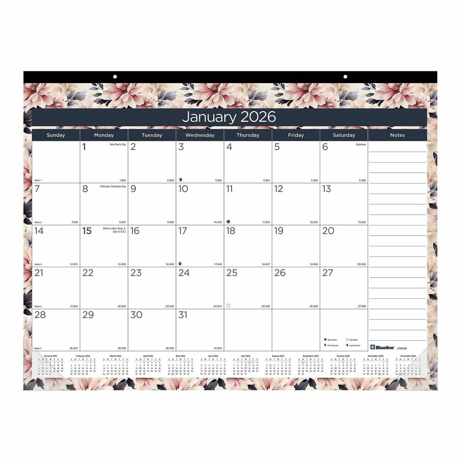 Image of Blueline C194128 Abstract Floral Monthly Desk Pad
