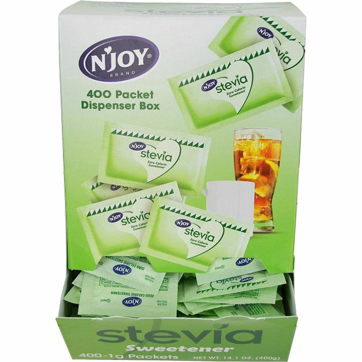 Image of Njoy 83221 Green Stevia Sugar Substitute, 0.035 oz (1 g), Stevia Flavor, 400 / Box
