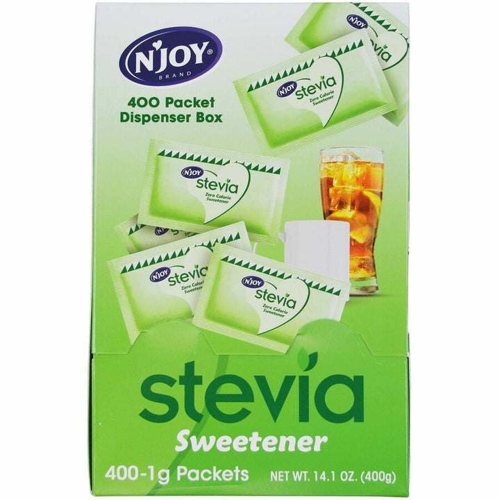 Image of Njoy 83221 Green Stevia Sugar Substitute, 0.035 oz (1 g), Stevia Flavor, 400 / Box