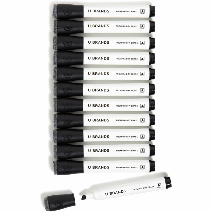 Image of U Brands 2925U0112 Chisel Tip Dry-Erase Markers, Black Ink, 12 / Pack